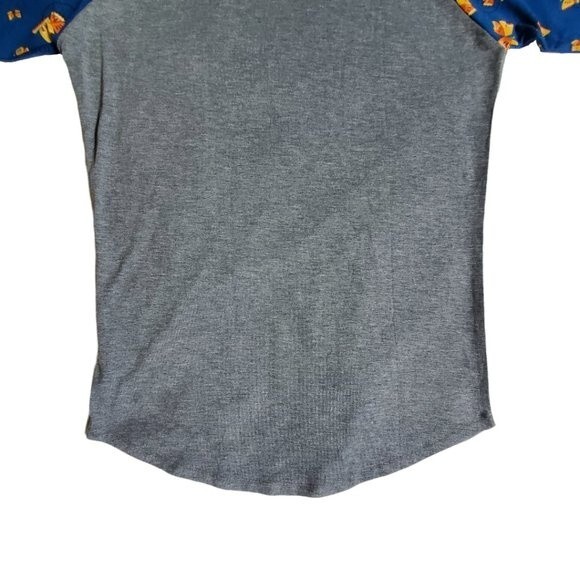 LuLaRoe Randy gray blue raglan sleeve butterfly top sz S - Picture 6 of 12